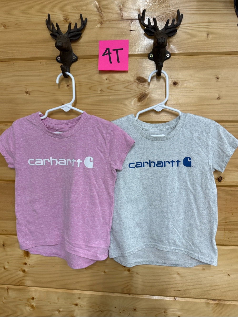 Carhartt Kids Short Sleeve Logo Tees in Pink and Gray